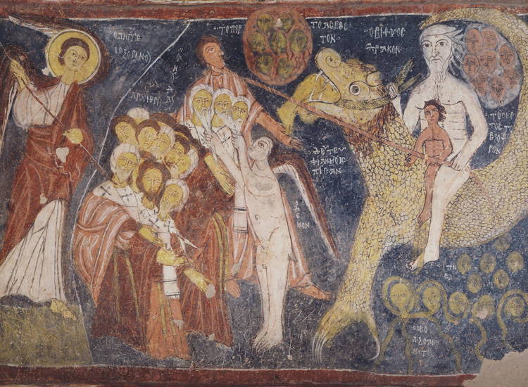 Il giudizio universale (1212), affresco, particolare. Gülsehir (Cappadocia), chiesa di San Giovanni 